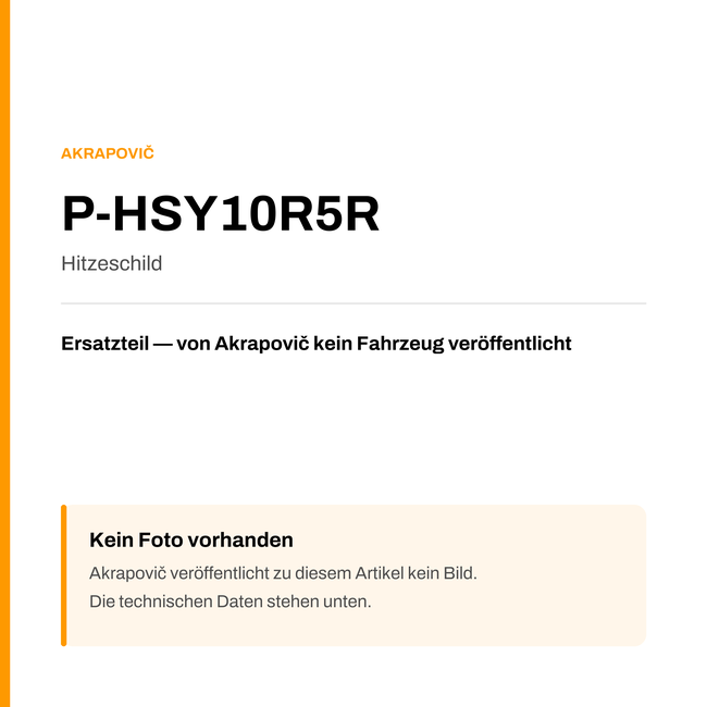 Akrapovic Hitzeschild P-HSY10R5R — Platzhalter, kein Herstellerfoto verfügbar
