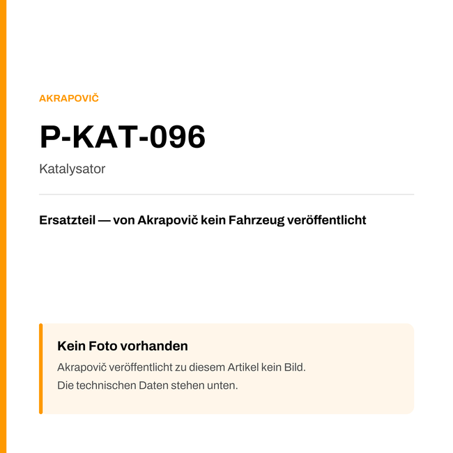 Akrapovic Katalysator P-KAT-096 — Platzhalter, kein Herstellerfoto verfügbar