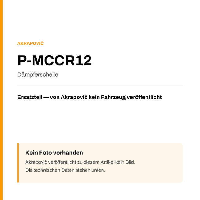 Akrapovic Dämpferschelle P-MCCR12 — Platzhalter, kein Herstellerfoto verfügbar