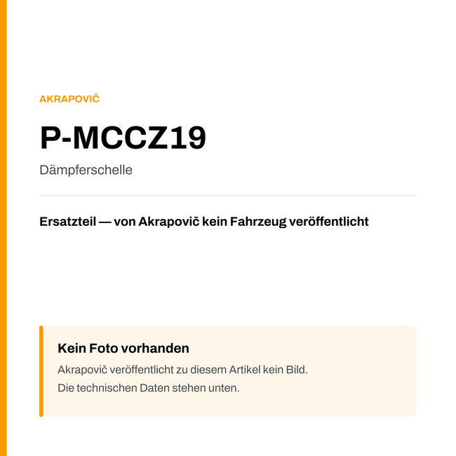 Akrapovic Dämpferschelle P-MCCZ19 — Platzhalter, kein Herstellerfoto verfügbar