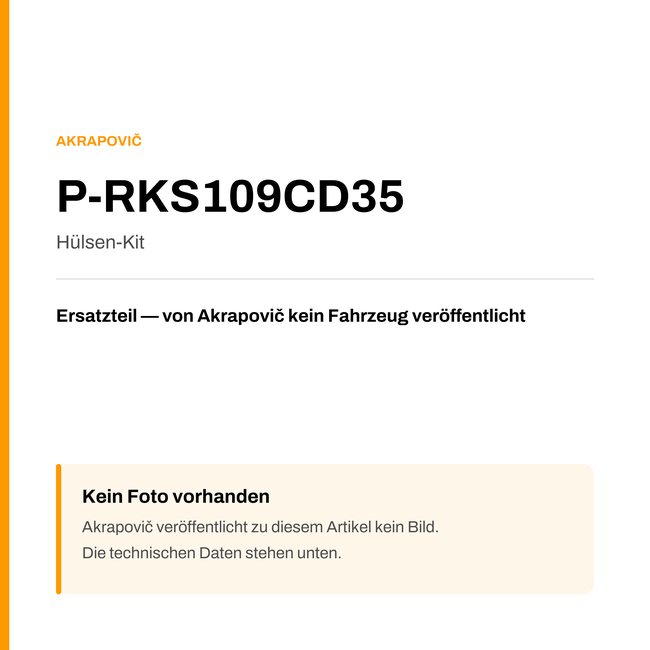 Akrapovic Hülsen-Kit P-RKS109CD35 — Platzhalter, kein Herstellerfoto verfügbar