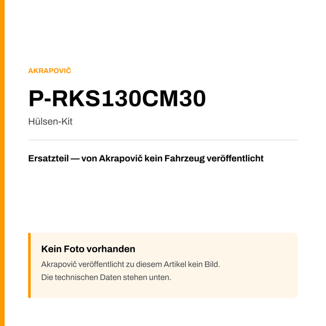 Akrapovic Hülsen-Kit P-RKS130CM30 — Platzhalter, kein Herstellerfoto verfügbar