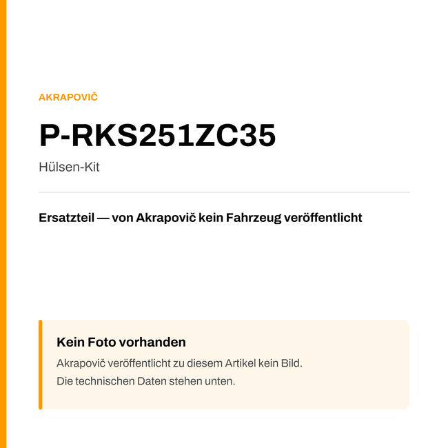 Akrapovic Hülsen-Kit P-RKS251ZC35 — Platzhalter, kein Herstellerfoto verfügbar