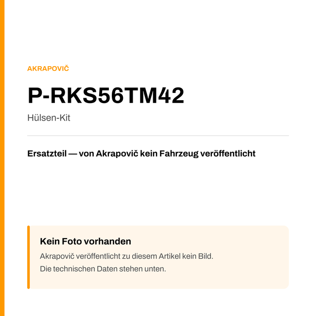 Akrapovic Hülsen-Kit P-RKS56TM42 — Platzhalter, kein Herstellerfoto verfügbar