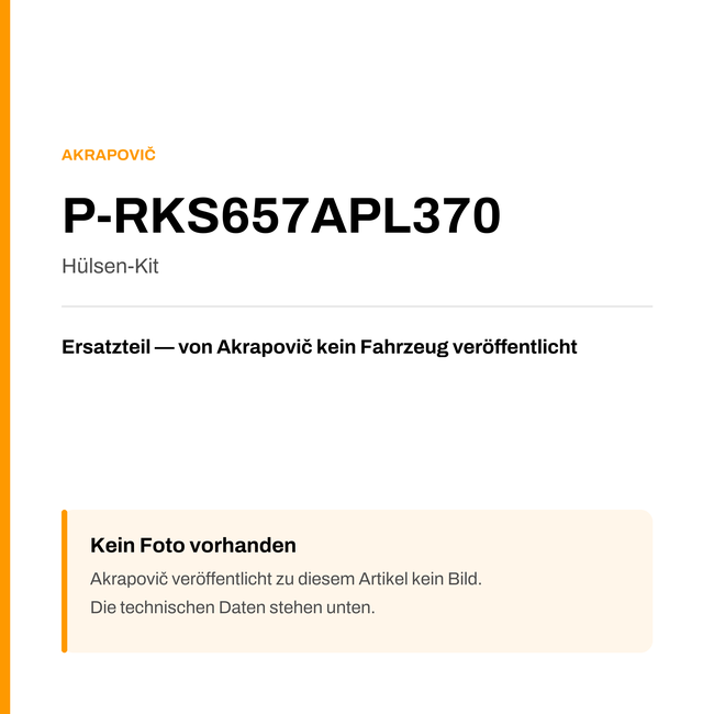Akrapovic Hülsen-Kit P-RKS657APL370 — Platzhalter, kein Herstellerfoto verfügbar