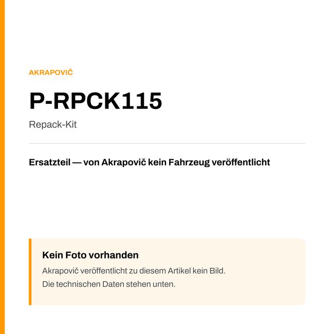 Akrapovic Repack-Kit P-RPCK115 — Platzhalter, kein Herstellerfoto verfügbar
