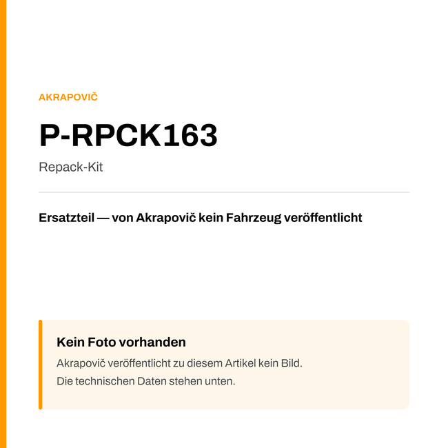 Akrapovic Repack-Kit P-RPCK163 — Platzhalter, kein Herstellerfoto verfügbar
