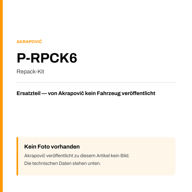 Akrapovic Repack-Kit P-RPCK6 — Platzhalter, kein Herstellerfoto verfügbar