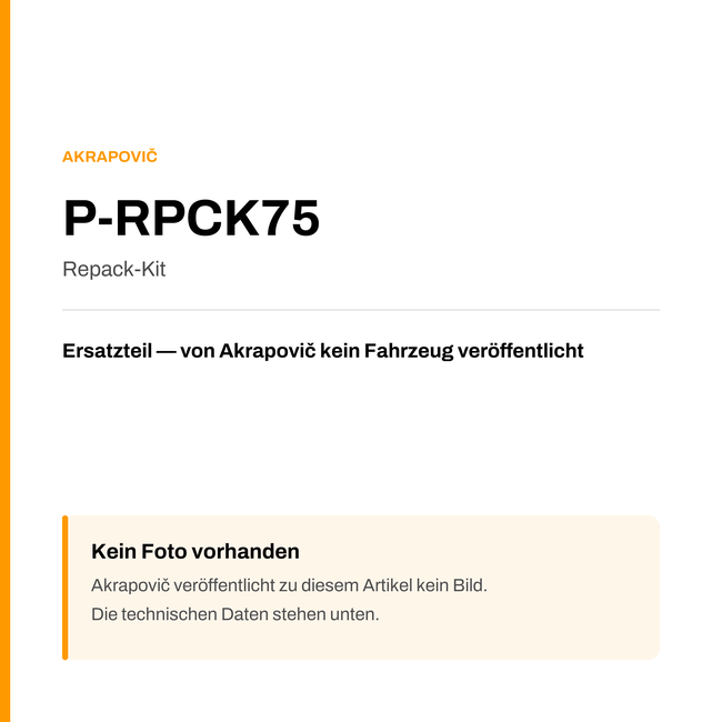 Akrapovic Repack-Kit P-RPCK75 — Platzhalter, kein Herstellerfoto verfügbar