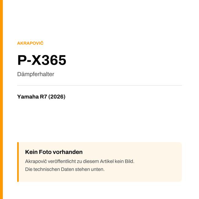Akrapovic Dämpferhalter Yamaha R7 (26-26) P-X365 — Platzhalter, kein Herstellerfoto verfügbar