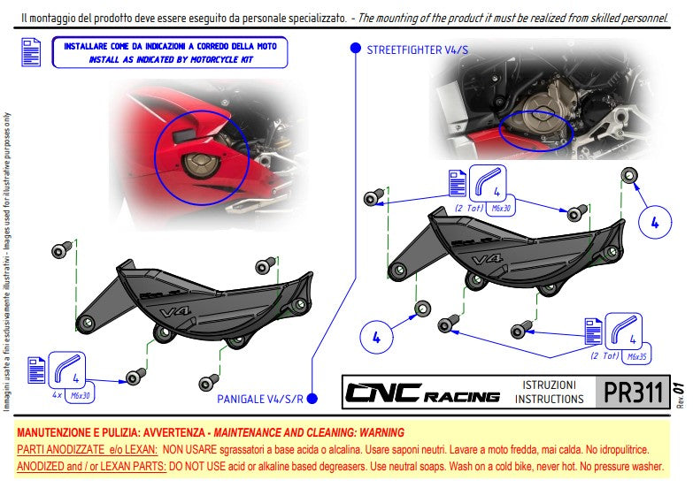 Protetor de alternador em alumínio, capa de proteção Pramac Racing Edição Limitada CNC Racing Ducati Panigale V4/S/R (25-26) PR311BPR 