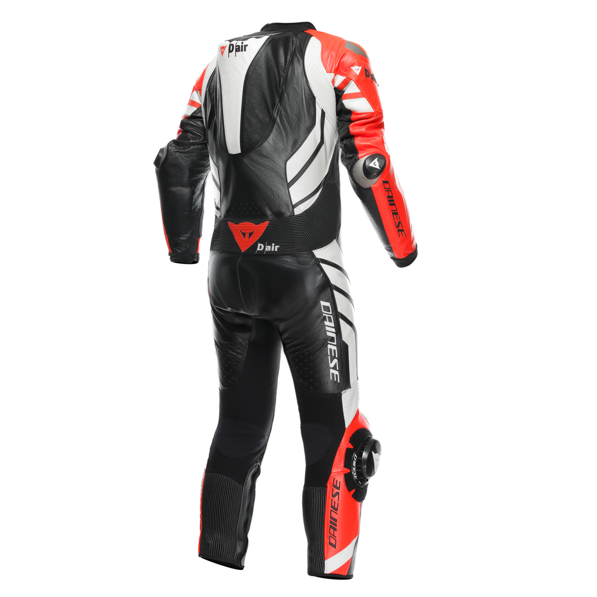 Dainese Mugello 3 D-AIR® Macacão de Couro Integral – Macacão de Corrida com Airbag Perfurado | Homens | Preto/Vermelho 