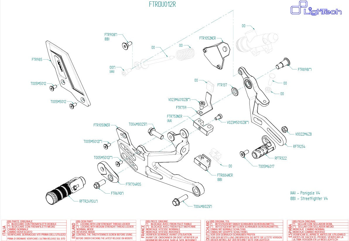 Sistema de suspensão R LighTech Ducati Panigale V4/S/R (18-24) FTRDU012R 
