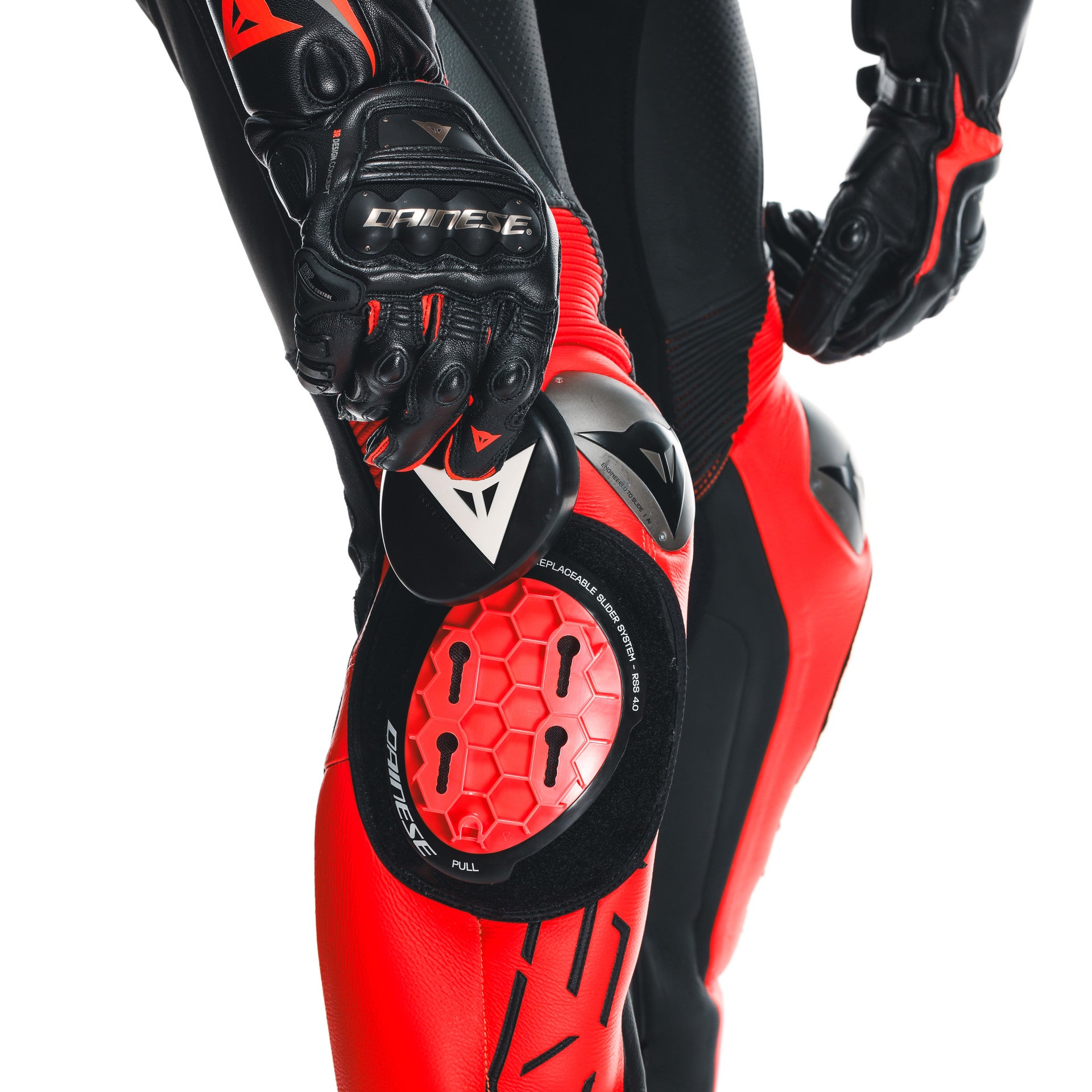 Dainese Audax D-ZIP fato de couro integral – fato de corrida perfurado | Homens | Preto/Vermelho 