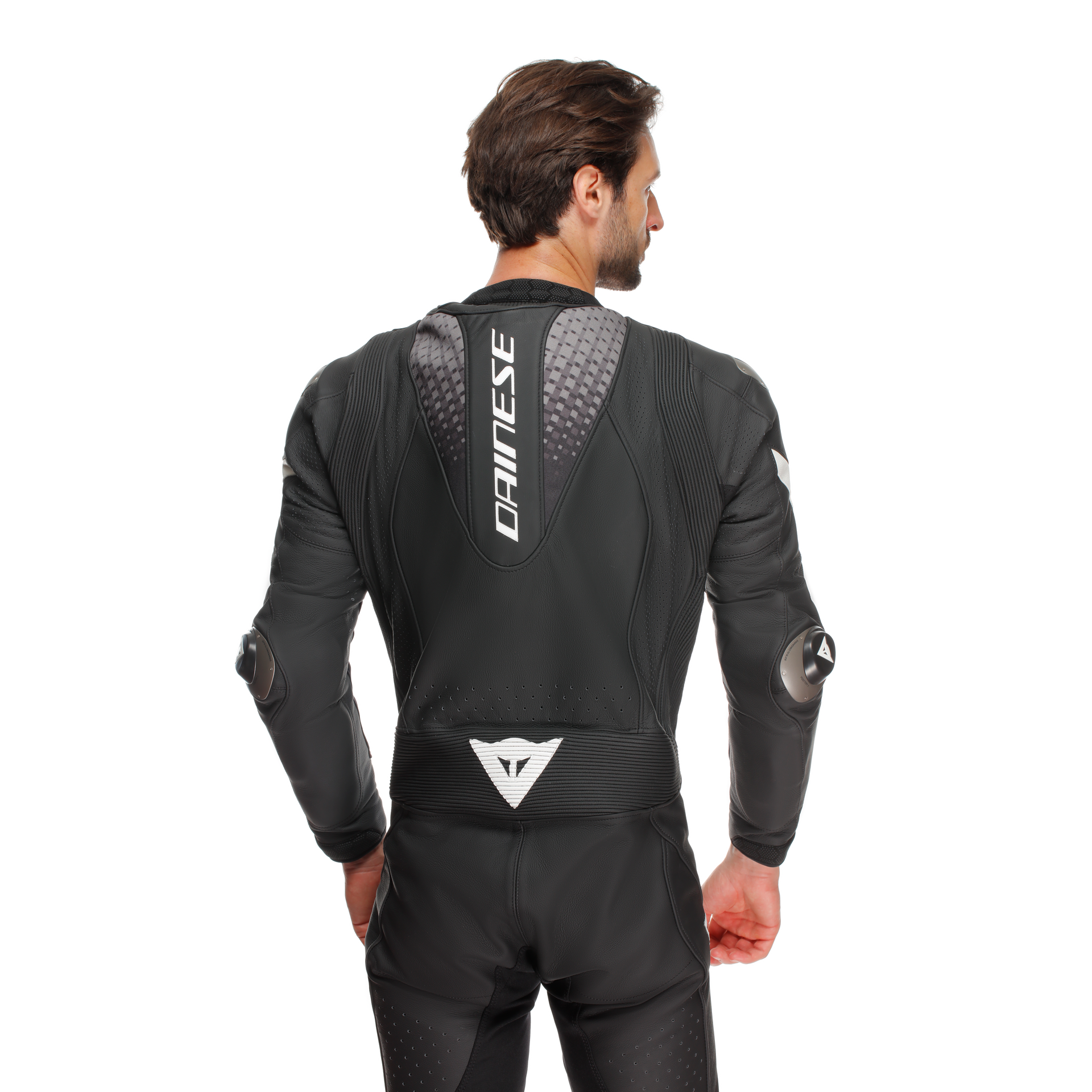 Dainese Laguna Seca 6 Macacão de Couro Inteiro – Macacão de Corrida Perfurado | Homens | Preto/Branco 