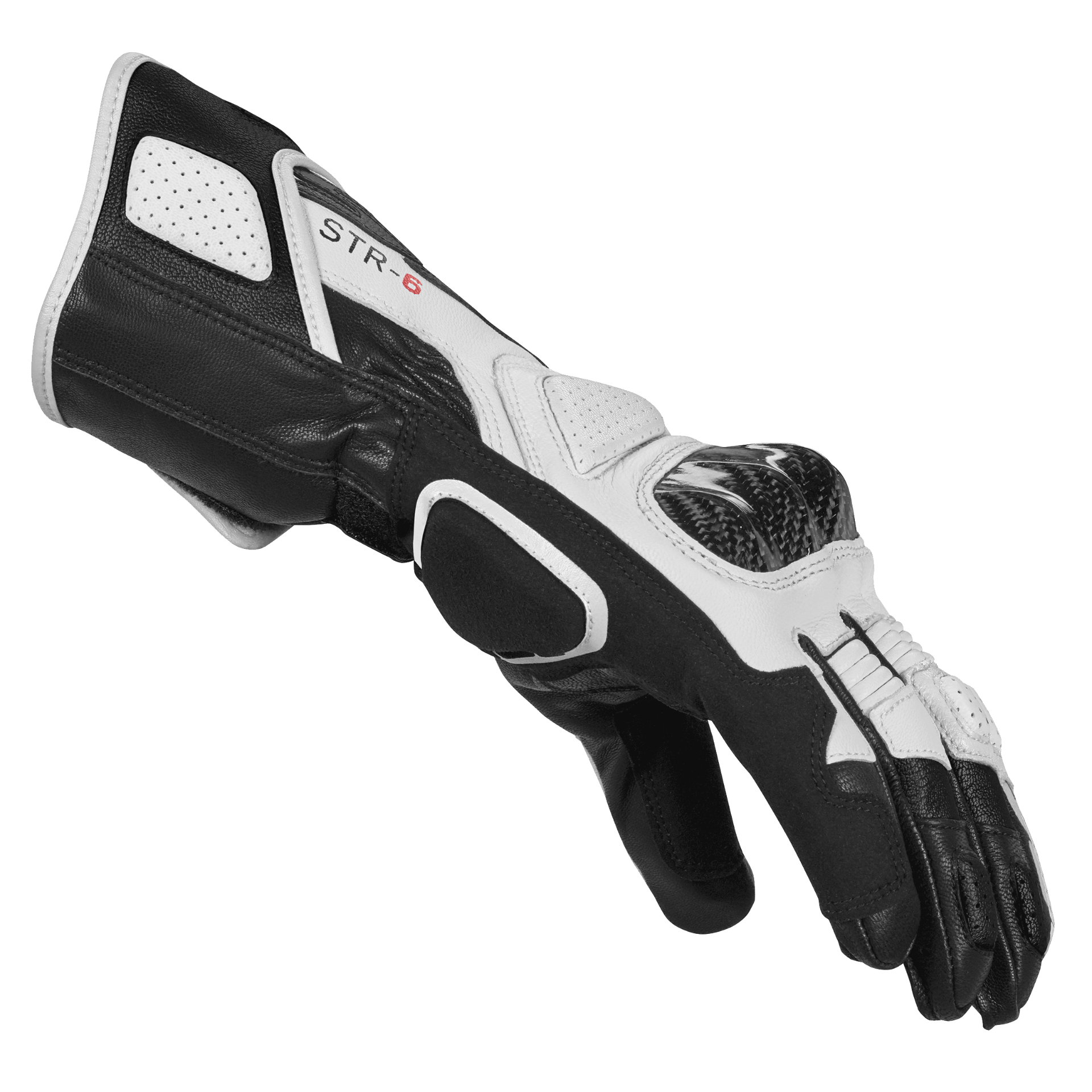 Spidi STR-6 Racing Luvas de Couro para Motocicleta | Masculino | Preto/Branco | A221011 