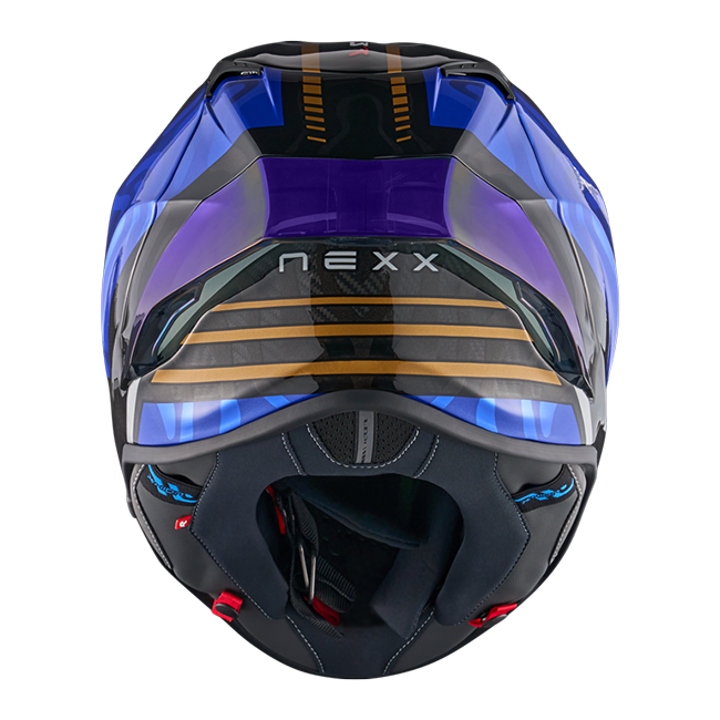 Nexx X.R3R Capacete Swirl Carbon Azul Escuro Dourado 01XR323489126 