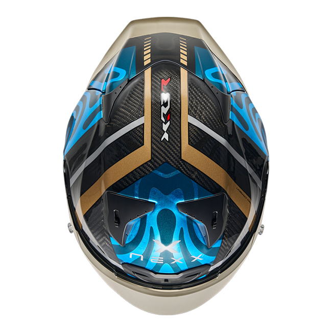 Nexx X.R3R Capacete Swirl Carbono Azul Céu Dourado 01XR323489780 