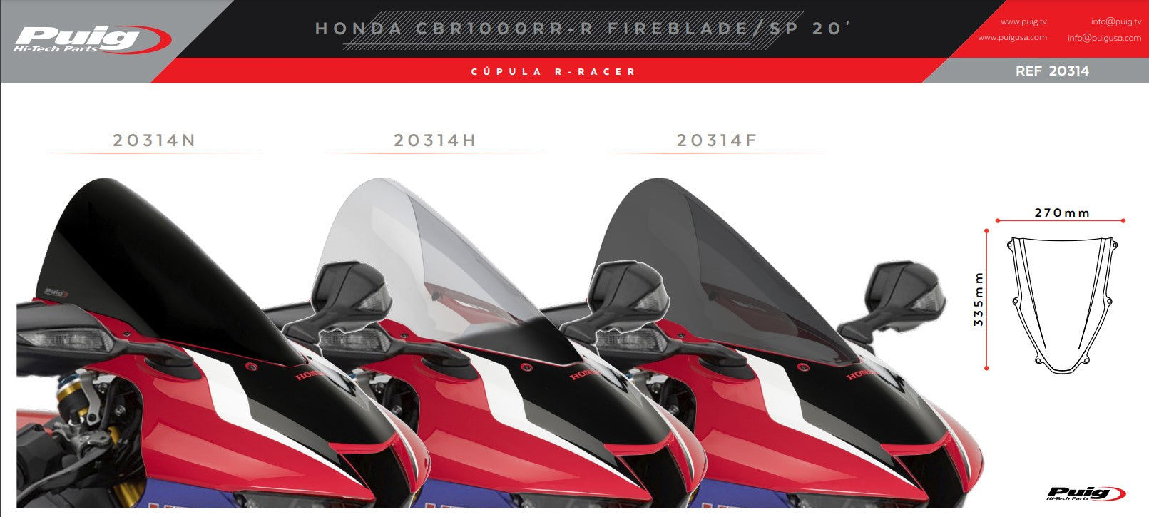 Puig R-Racer Para-brisas Honda CBR 1000 RR-R SC82 (20-26) 20314 