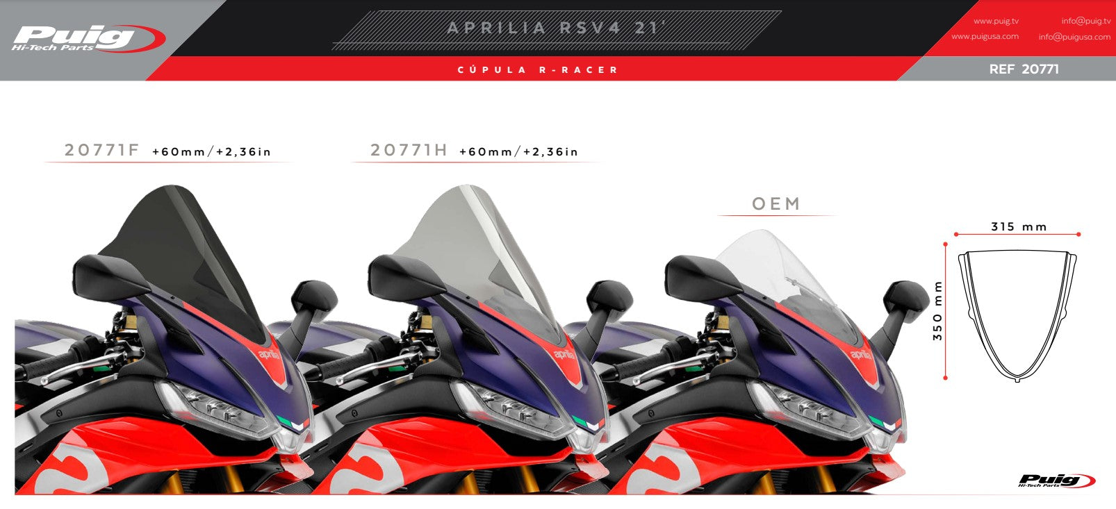 Puig R-Racer Para-brisas Aprilia RSV4/RR/1100 Factory (21-26) 20771 