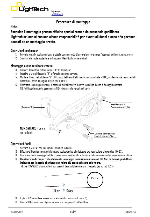 Tensionador de corrente LighTech BMW S1000RR K67 (19-26) TEBM003 