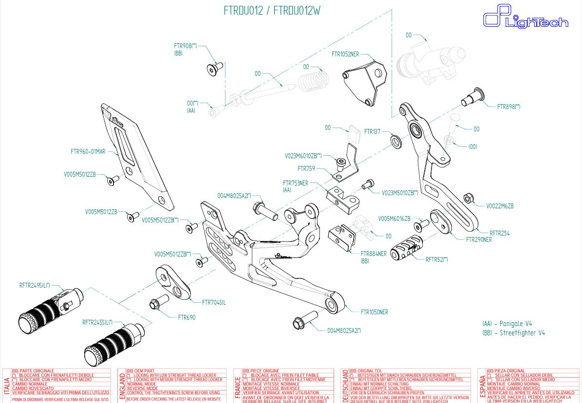 Sistema de suspensão LighTech Ducati Panigale V4/S/R (18-24) FTRDU012/W 