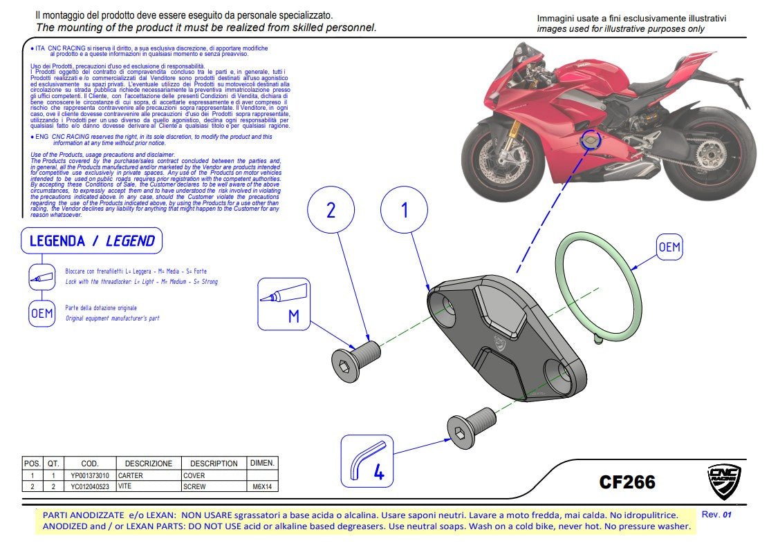 Tampa de ignição / Tampa de inspeção de temporização Pramac Racing Edição Limitada CNC Racing Ducati Panigale V4/S (2025) CF266PR 