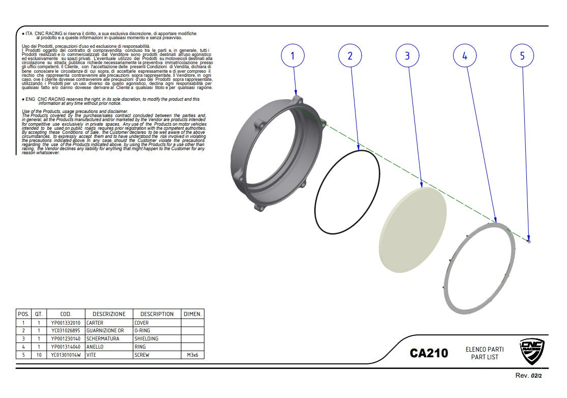 Tampa de embreagem transparente Troy Bayliss Edição Limitada CNC Racing Ducati Panigale V4/S (25-26) CA210TB 