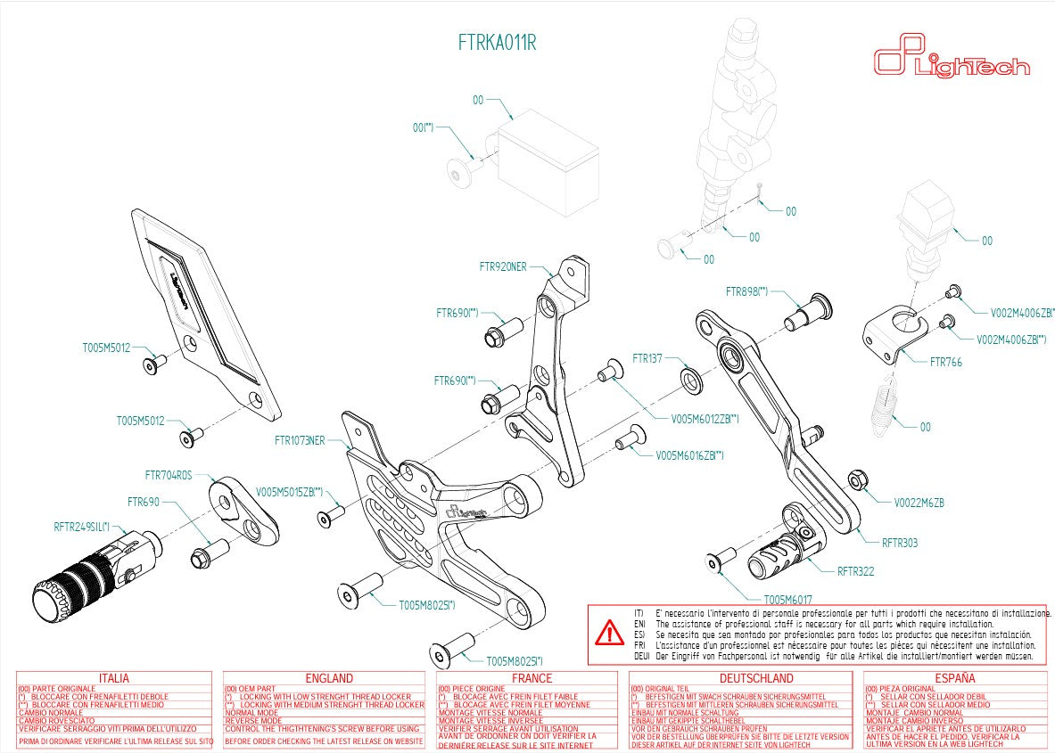 Sistema de travões R LighTech Kawasaki ZX-10 R/RR (21-25) FTRKA011R 