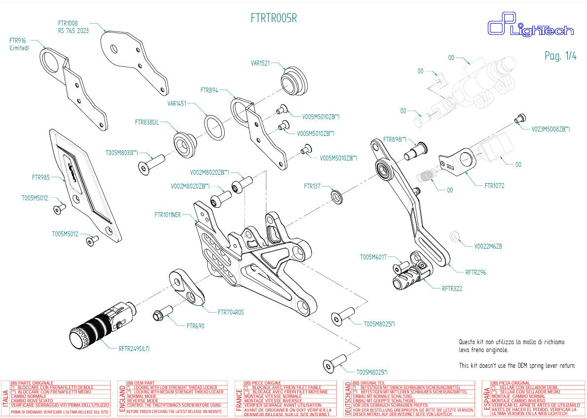 Sistema de furos R LighTech Triumph Daytona 675/765 (13-21) FTRTR005R 