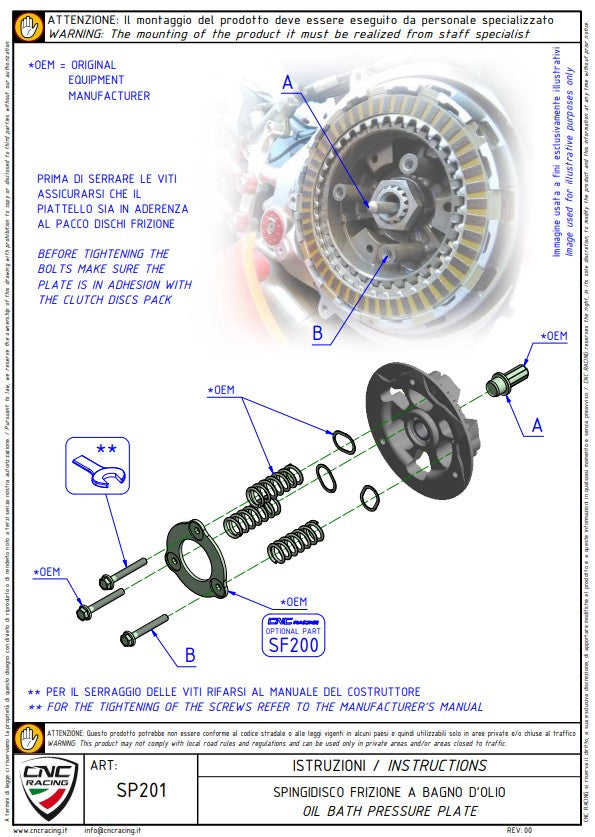 Placa de pressão da embreagem CNC Racing Ducati Panigale V4/S (25-26) SP201 