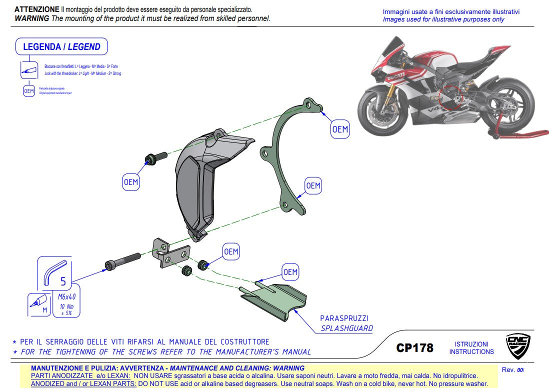 Capa de pinhão em alumínio CNC Racing Ducati Panigale V4/S/R (25-26) CP178 