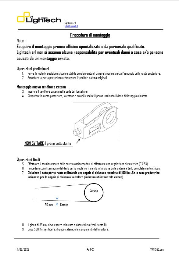 Tensionador de corrente LighTech Yamaha R6 RJ11, RJ15 (06-16) TEY608 