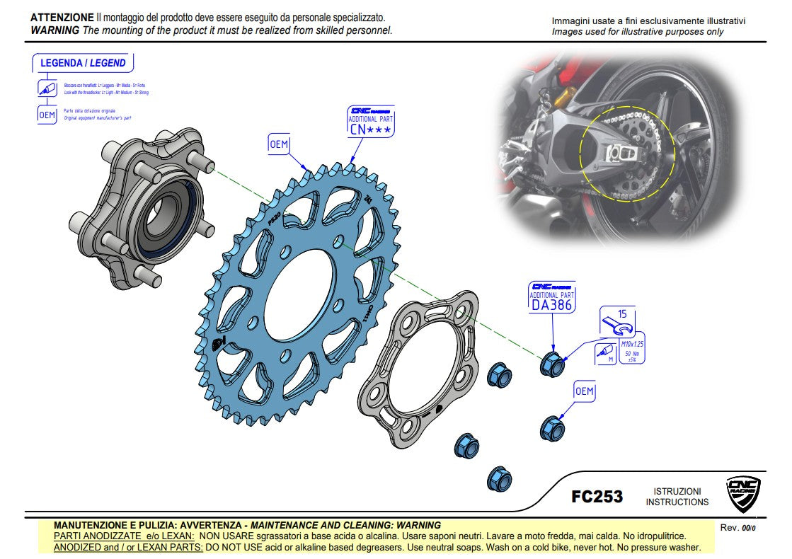 Suporte de pinhão CNC Racing Ducati Panigale V4/S (2025) FC253 