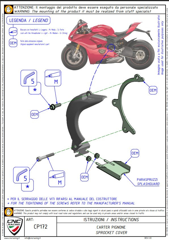 Capa do pinhão em alumínio CNC Racing Ducati Panigale V4/S/R (25-26) CP172 