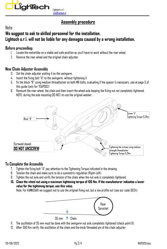 Tensionador de corrente LighTech Suzuki GSX-R 600 & 750 (11-16) TESU004 