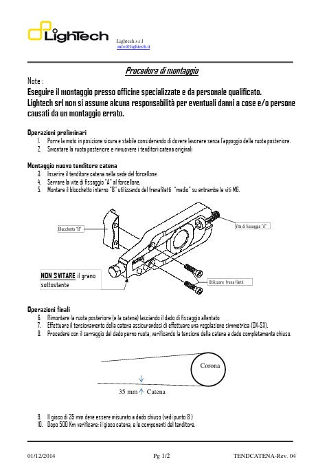 Tensionador de corrente LighTech Aprilia RSV4/Factory/R (09-14) TEAP001 