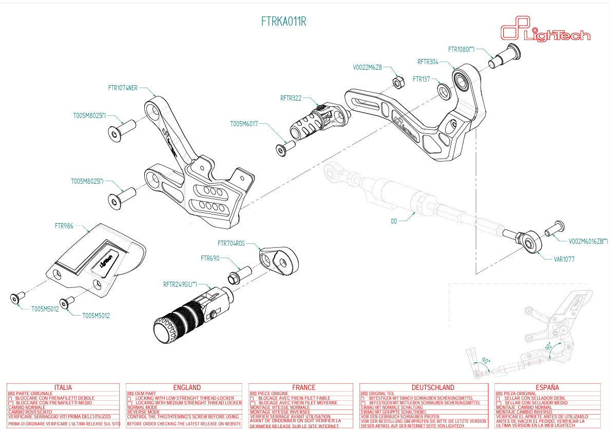 Sistema de travões R LighTech Kawasaki ZX-10 R/RR (21-25) FTRKA011R 