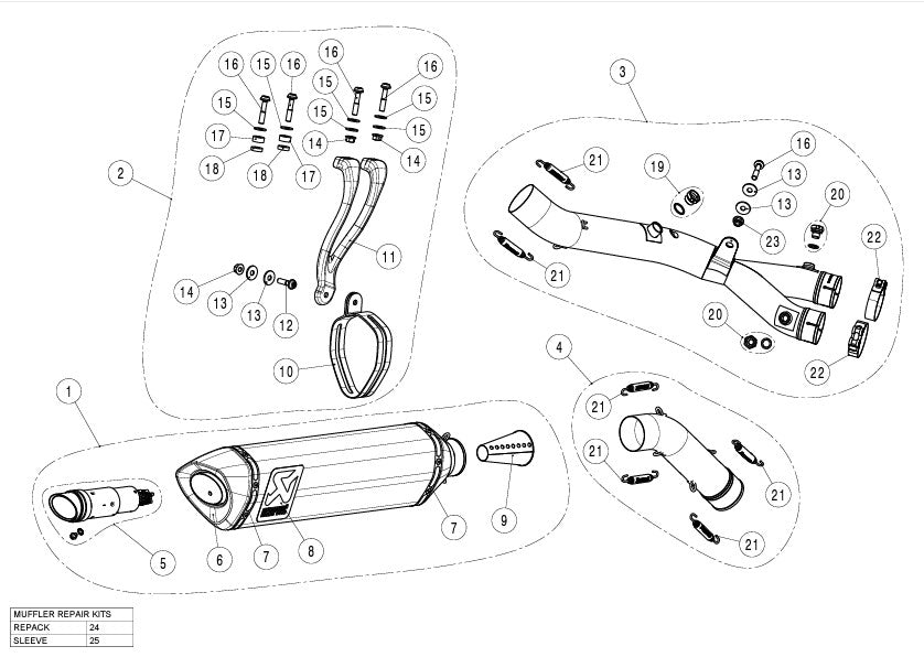 Conjunto Akrapovic Track Day (Titânio) Yamaha YZF-R1/M (15-25) S-Y10SO19-RT/TD 