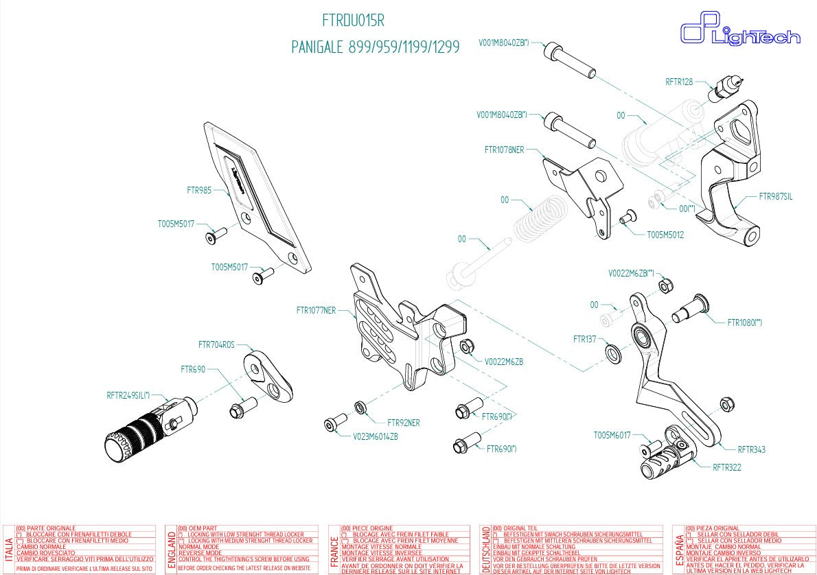 Sistema de suspensão R LighTech Ducati Panigale 899 (13-16) FTRDU015R 