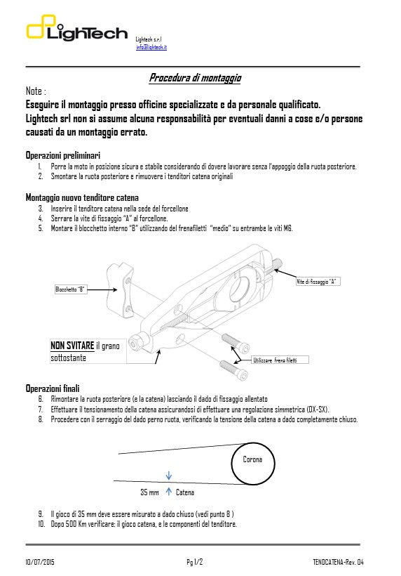 Tensionador de corrente LighTech Yamaha YZF-R1/M RN32 RN49 (15-19) TEYA003 