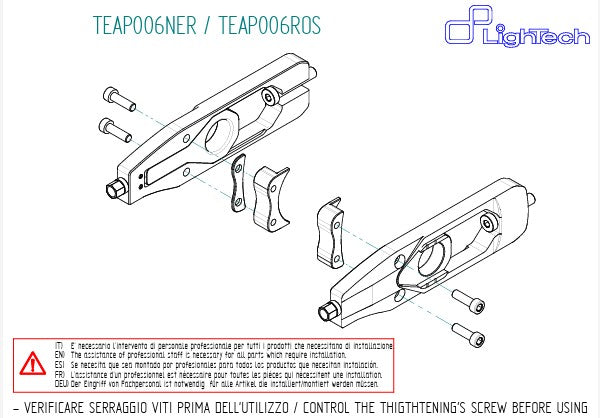 Tensionador de corrente configuração traseira LighTech Aprilia RSV4/RR/1100 Factory (21-26) TEAP006 