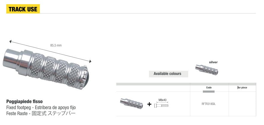 LighTech Peça de Substituição para Pista Uso Fixo 85,5 mm – Prata/Preto | RFTR318 
