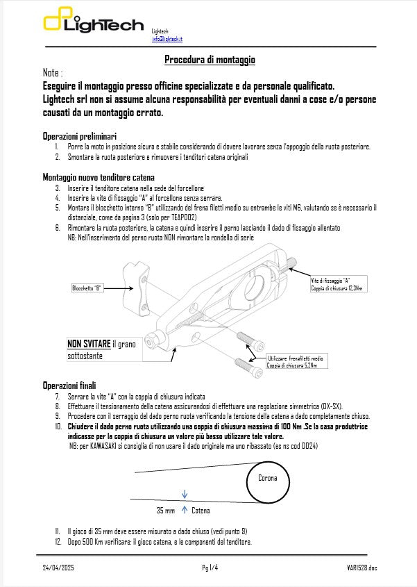 Tensionador de corrente LighTech BMW S1000RR K46 (09-18) TEBM002 