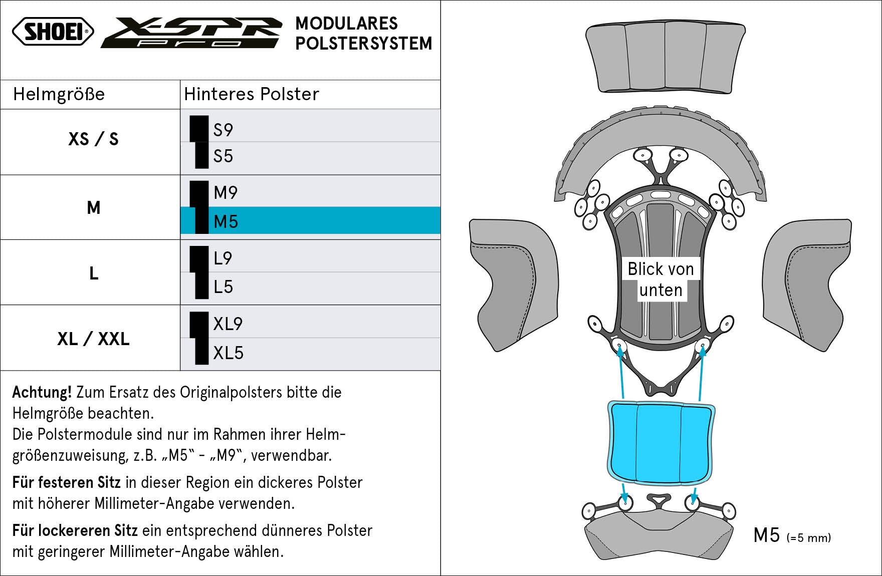 Shoei almofada de cabeça traseira M5 (XPRO) Tipo-P para X-SPR PRO 
