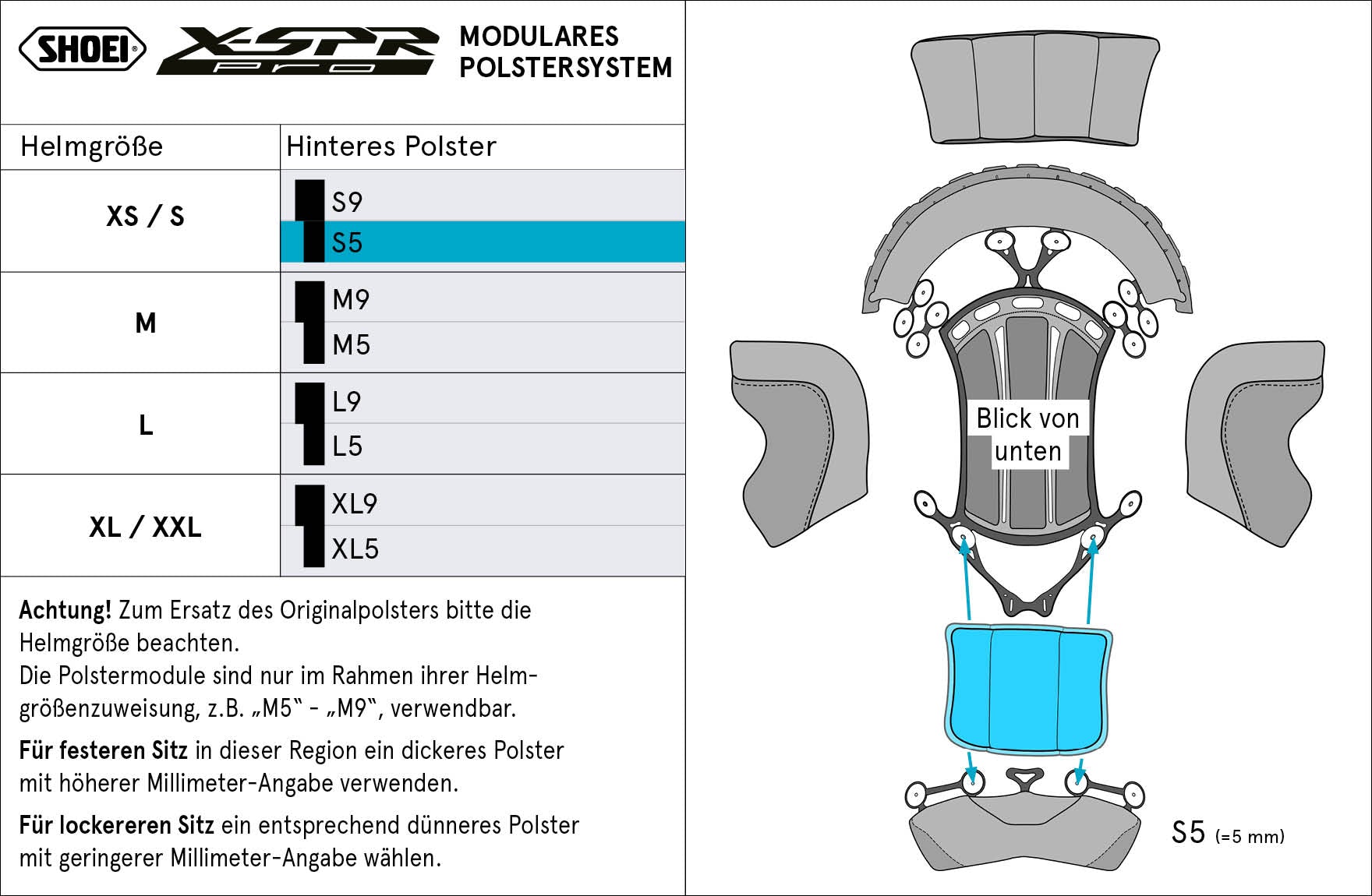 Shoei almofada de cabeça traseira S5 (XPRO) Tipo-P para X-SPR PRO 