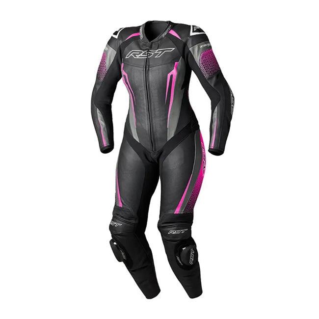 RST Tractech EVO D3O fato-macaco Macacão de couro – Fato de corrida perfurado | Mulheres | Preto/Rosa | 103643 