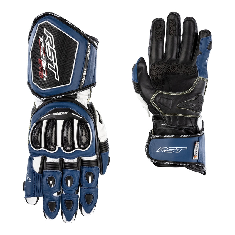 RST Tractech Evo 4 luvas de couro para motociclo | Homem | Azul/Branco/Preto | 102666 