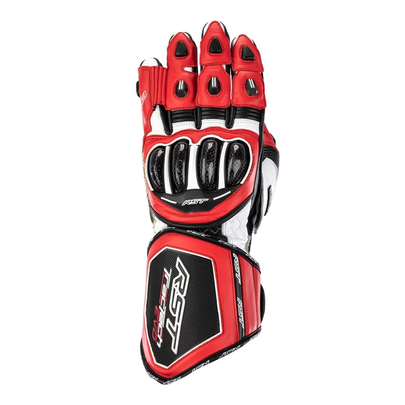 Luvas de couro para motociclo RST Tractech Evo 4 | Homem | Vermelho/Branco/Preto | 102666 