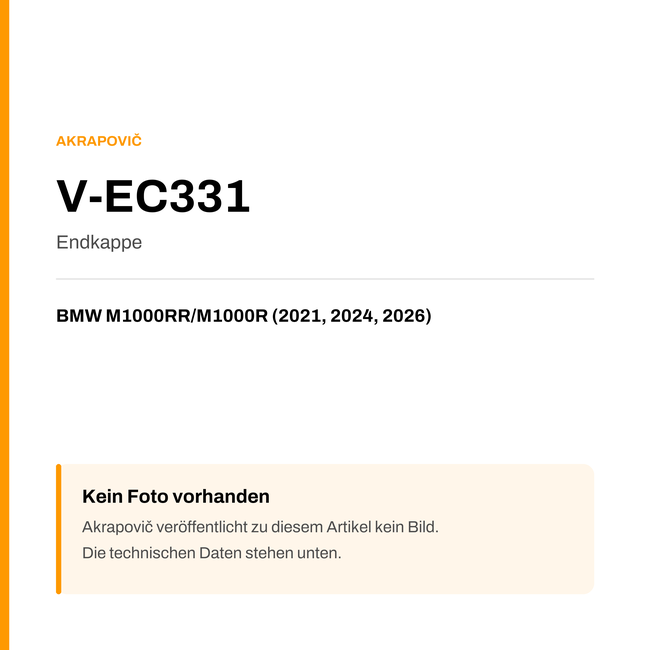 Akrapovic Endkappe BMW M1000RR / M1000R (21-26) V-EC331 — Platzhalter, kein Herstellerfoto verfügbar